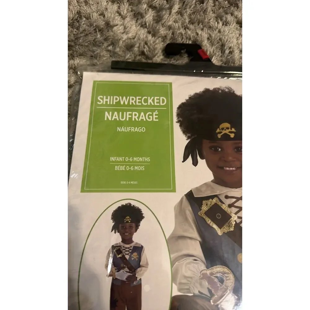 Infant Shipwrecked Costume Blue & Brown Baby Outfit 0-6 Months Halloween NWT